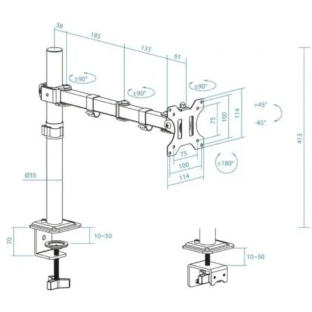 TooQ Soporte de Mesa para Monitor 17-32 pulgadas Negro